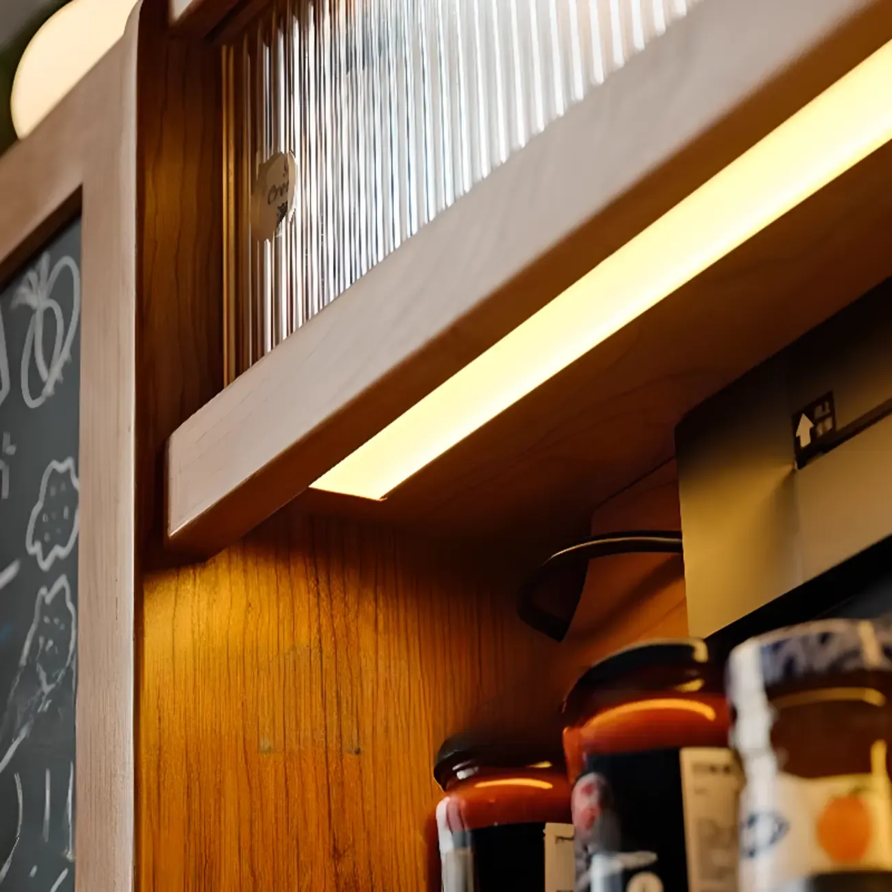 Modern Wood Sideboard with Cabinets and Stone Top