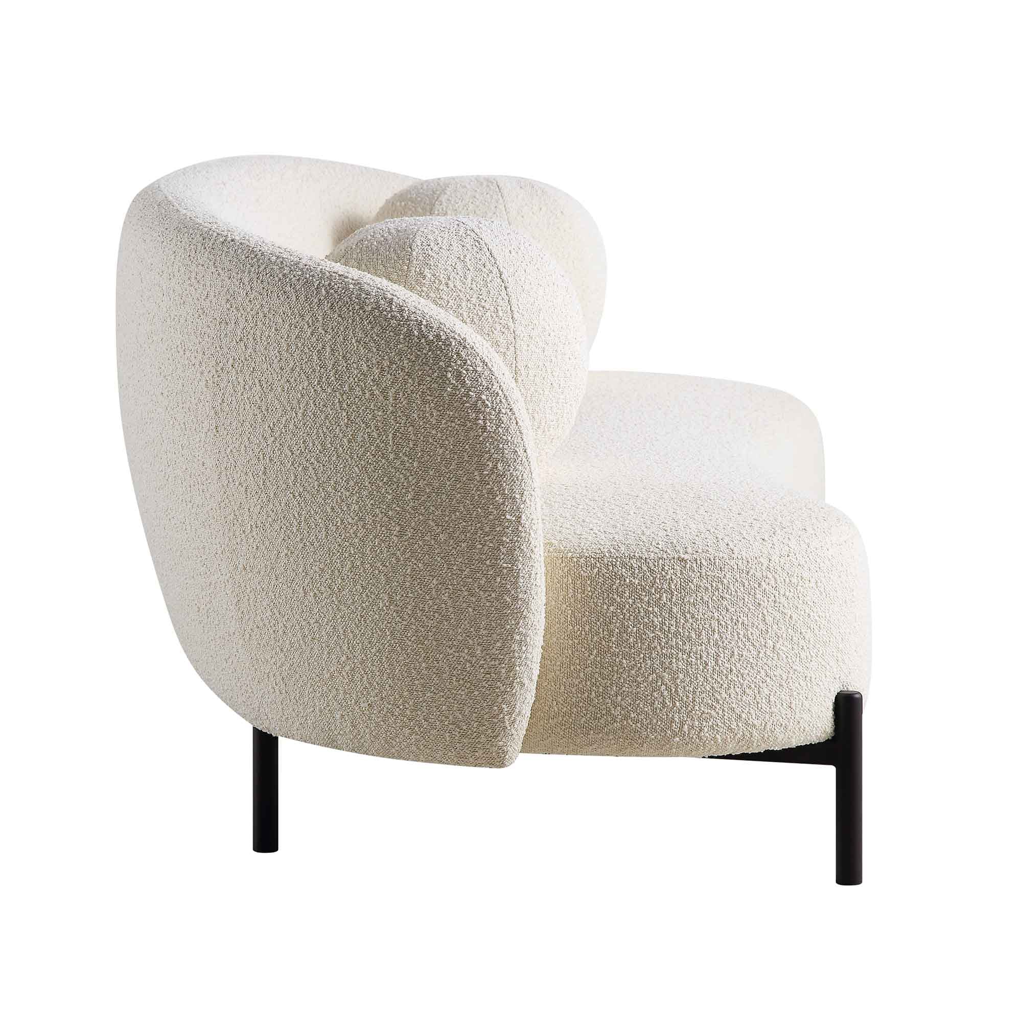 3-Seater Curved Sofa with Ball Cushions, Ecru Boucle