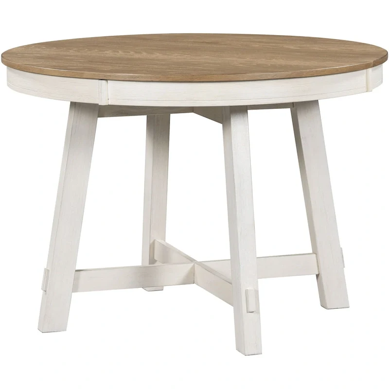 Farmhouse Round Extendable Dining Table with 16   Leaf Wood Kitchen Table