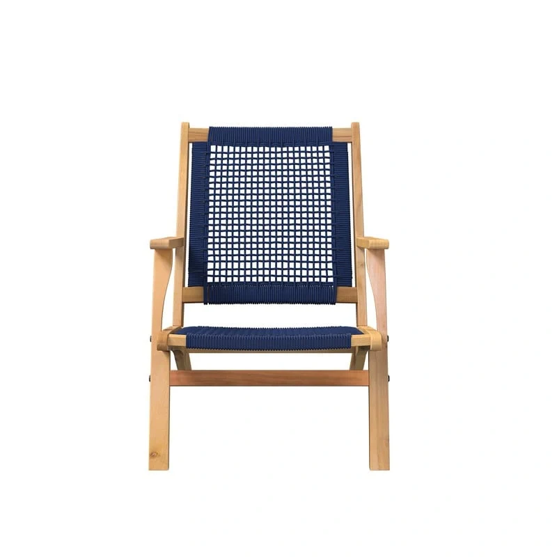 Vega Natural Stain Outdoor Chair in Navy Blue Cording