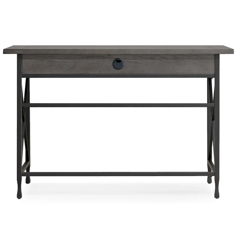 Grey 1 Drawer Metal and Wood Writing/Computer Desk