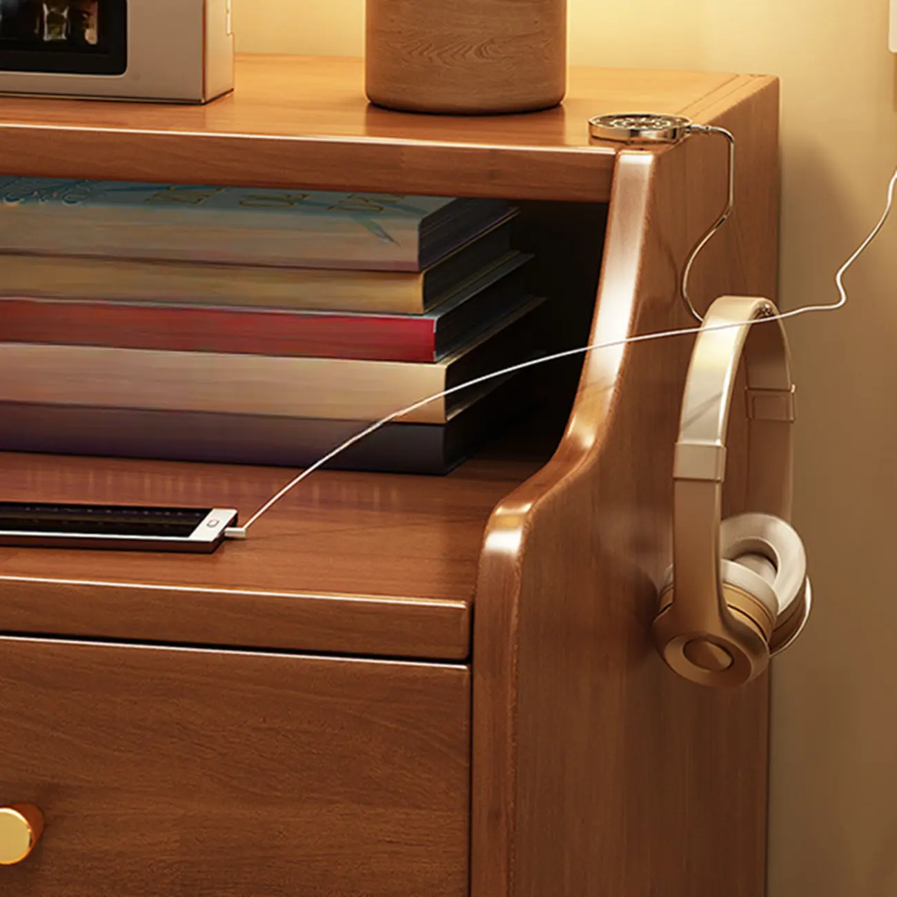 Classic Premium Wood 2 Drawers  Bedside Cabinet Nightstand