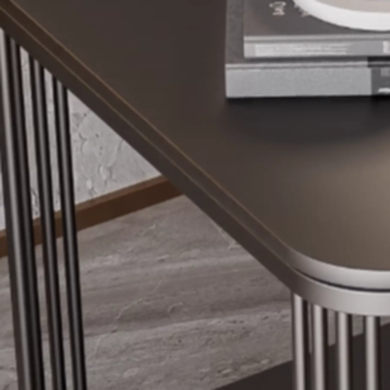 Sleek Square Stone Top Metal Frame Side Table in White/Black