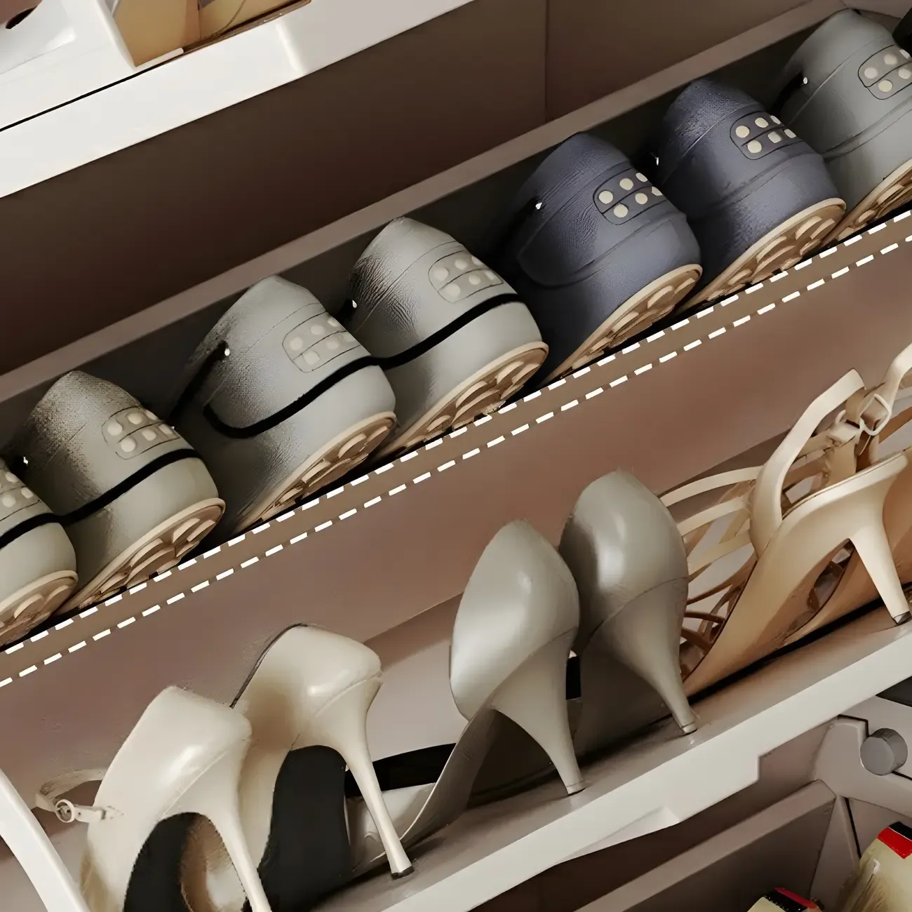 Vertical Slim White Wooden Drop Front Shoe Cabinet