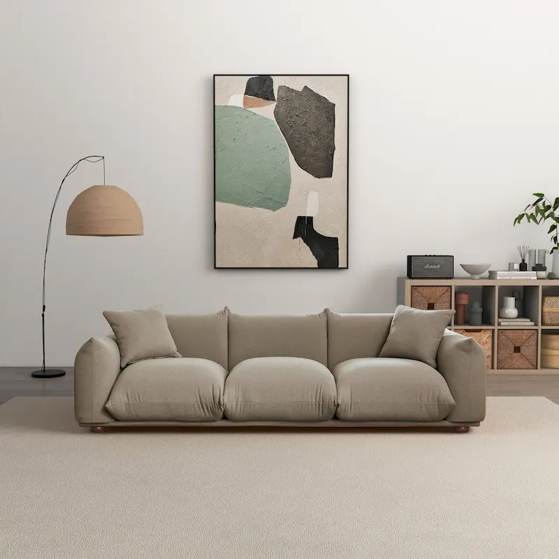 Mid-Century Modern Boucle/Velvet Couch