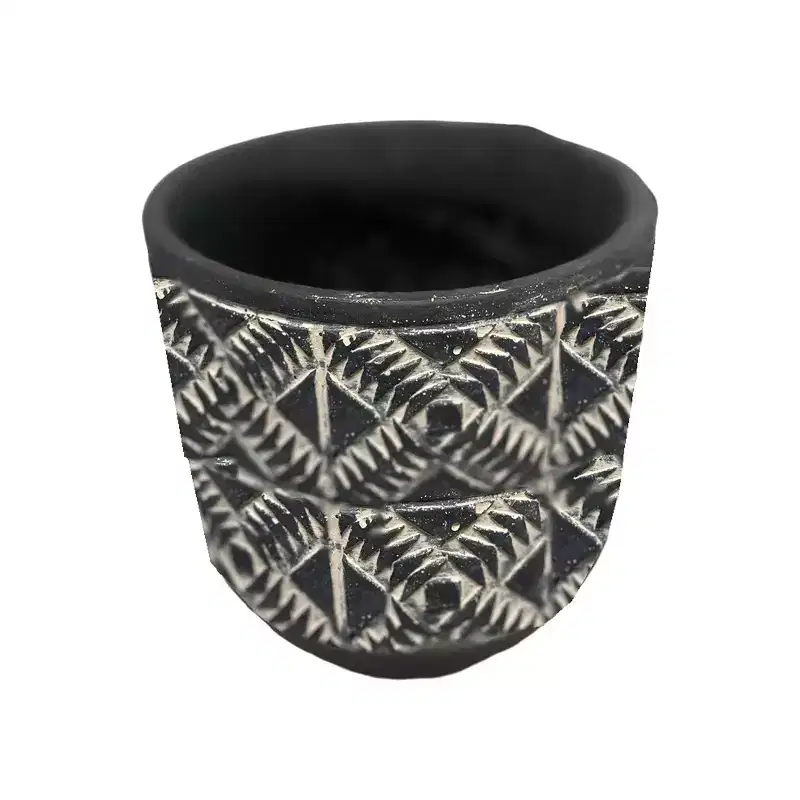 Slickblue Decorative Cement Planter with Black Wash Aboriginal Design