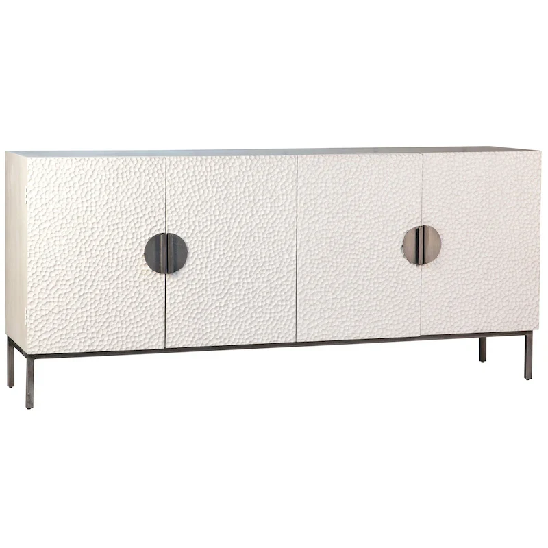Cordilia 79-inch White Reclaimed Pine and Iron Contemporary 4-Door Sideboard