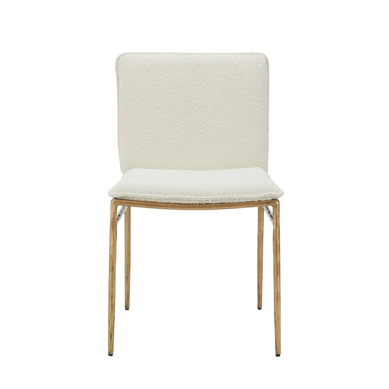 Cid Abby 19 Inch Side Dining Chair, Off White, Brass Gold Finished Legs