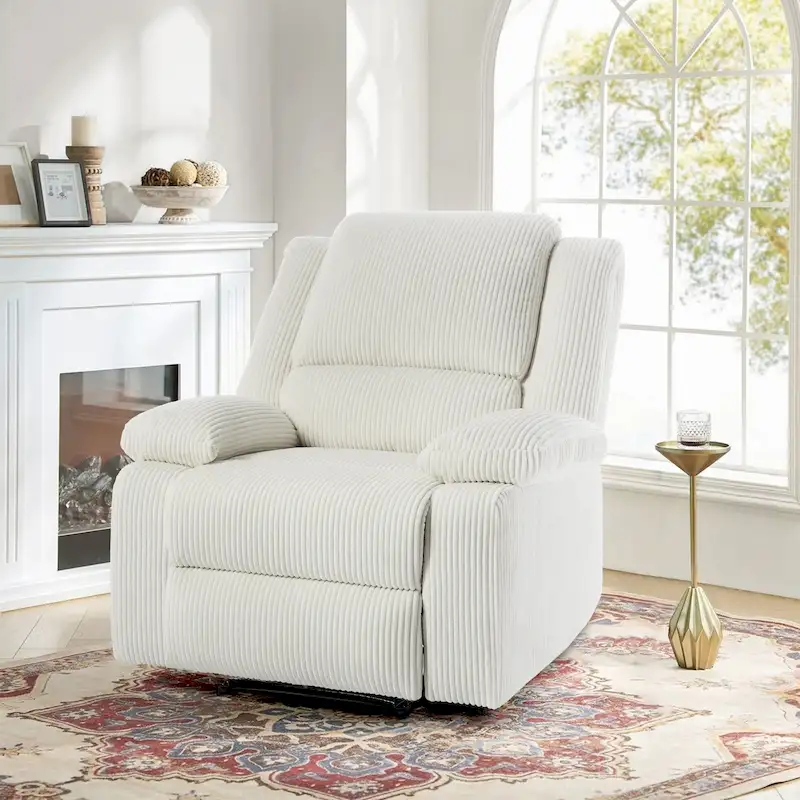 Vegan Leather Upholstered Push Back Manual Recliner Chair