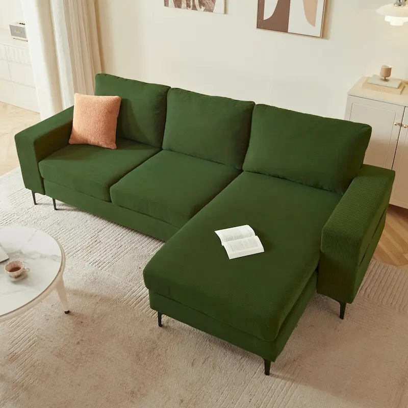 HOOOWOOO L-Shaped Upholstered Sofa Couch with Metal Legs