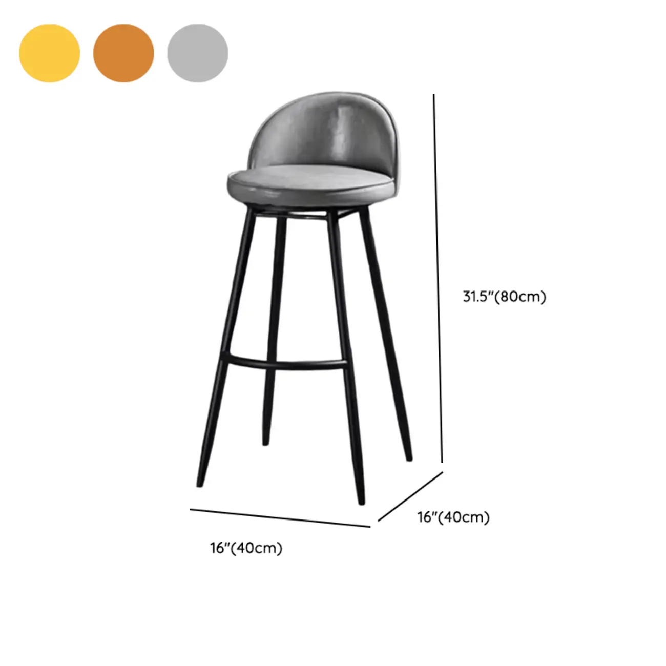 Industrial Counter Height Leather Swivel Bar Stools