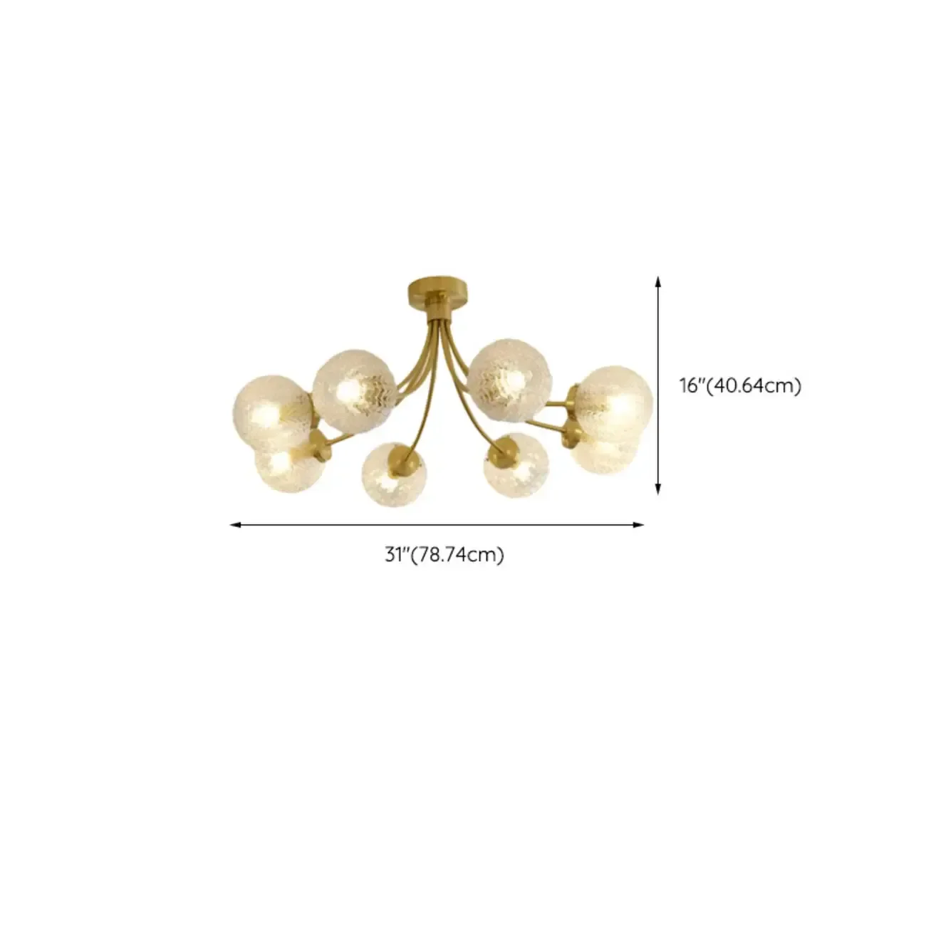 Elegant 6-Light Globe Glass Golden Semi Flush Ceiling Light