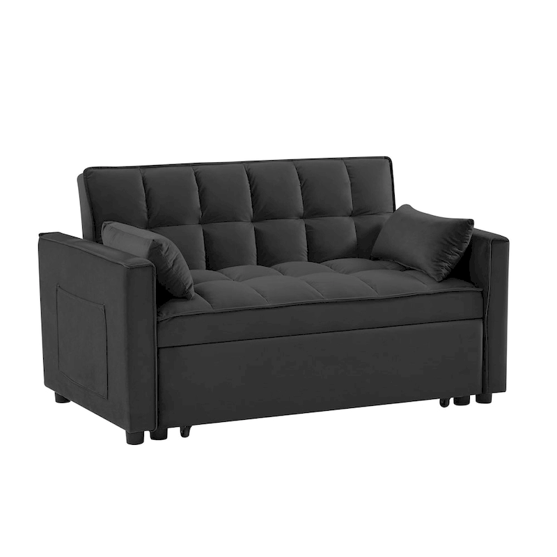 Modern Velvet Loveseat Futon Sofa Couch Pullout Bed,Small Love Seat