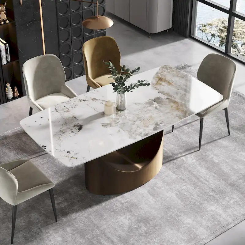71 Modern Rectangular Sintered Stone Dining Table for 8