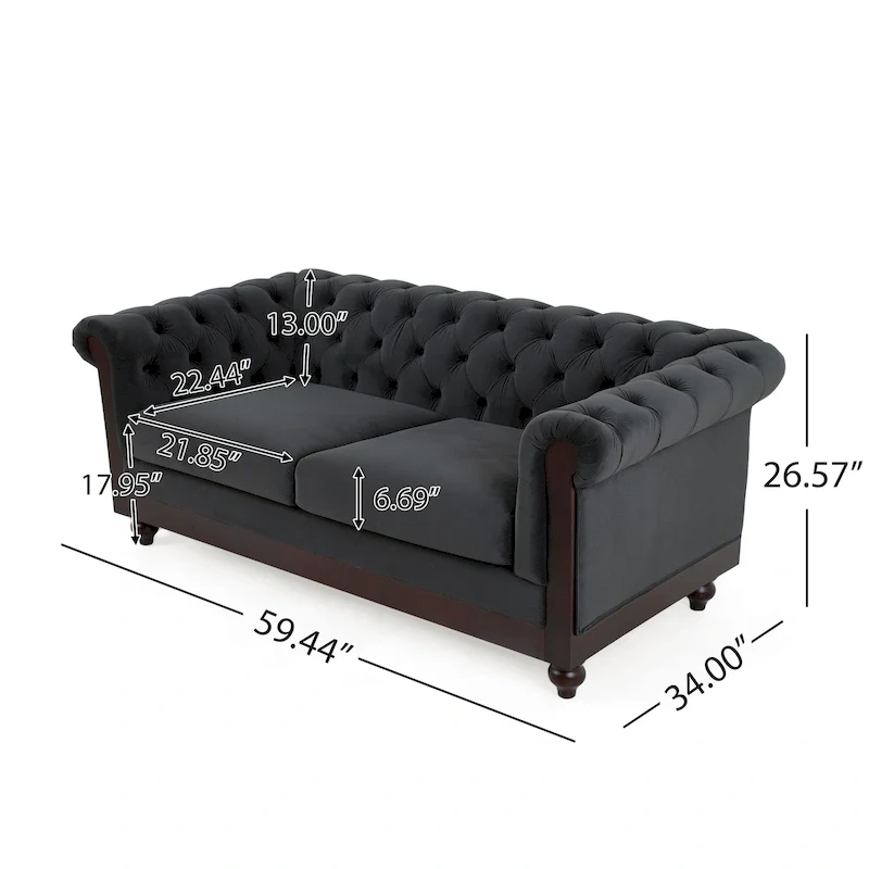 Chesterfield Velvet Loveseat Sofa