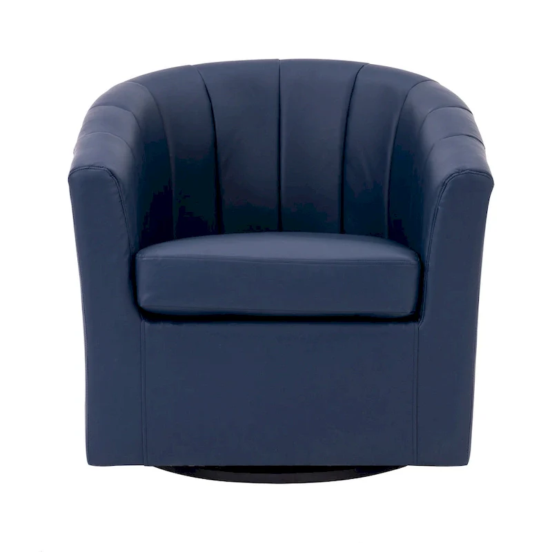 Swivel Barrel Accent Chair - Faux Leather Single Seat