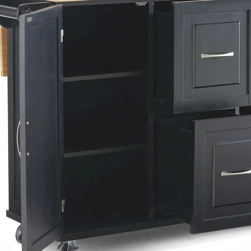Homestyles Dolly Madison Black Wood Kitchen Cart - N/A