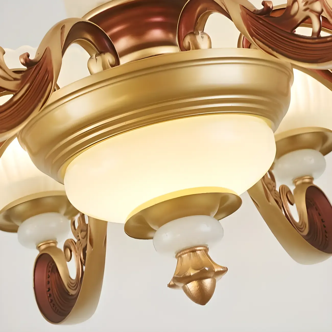 Adjustable Dining Room Gold Glass Bell Shape Up Light Chandelier