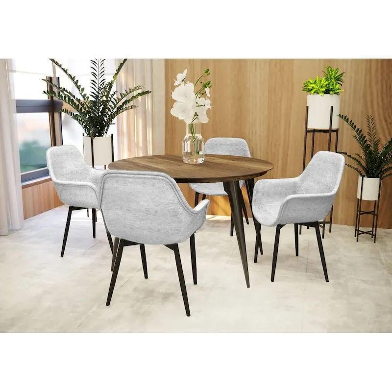 Leather Dining Chair with Iron Legs Set of 4 Modern Accent Armchair