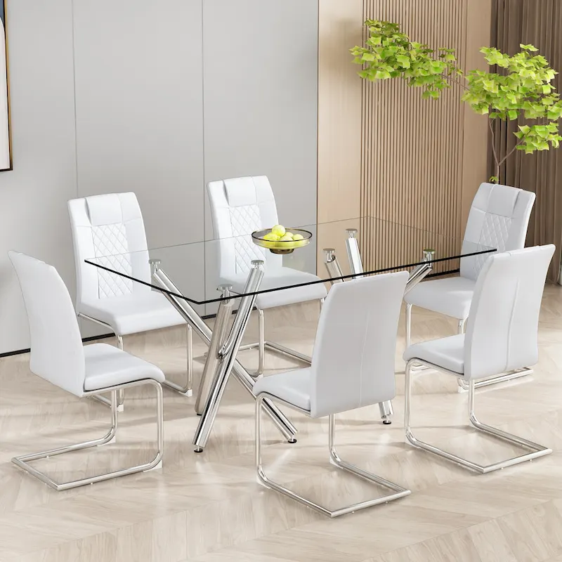 Modern dining chairs leather soft cushion seats