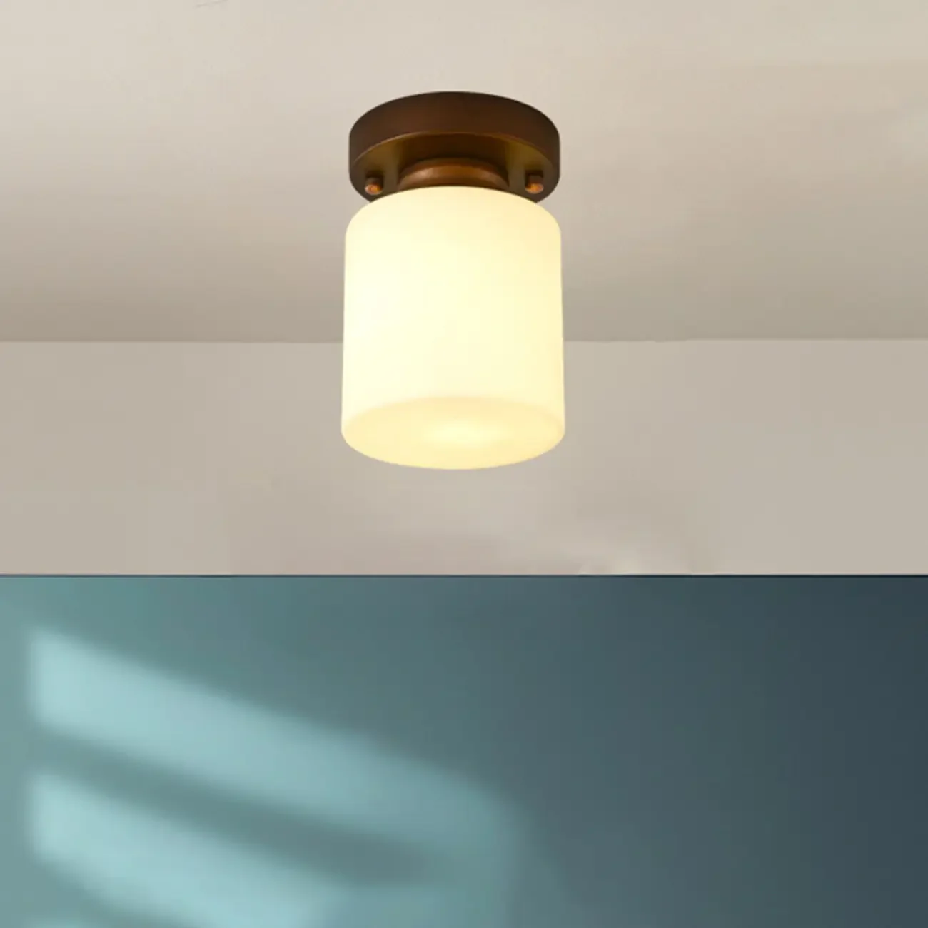 5 to 9 Inch Cube Glass Metal Semi Flush Ceiling Light