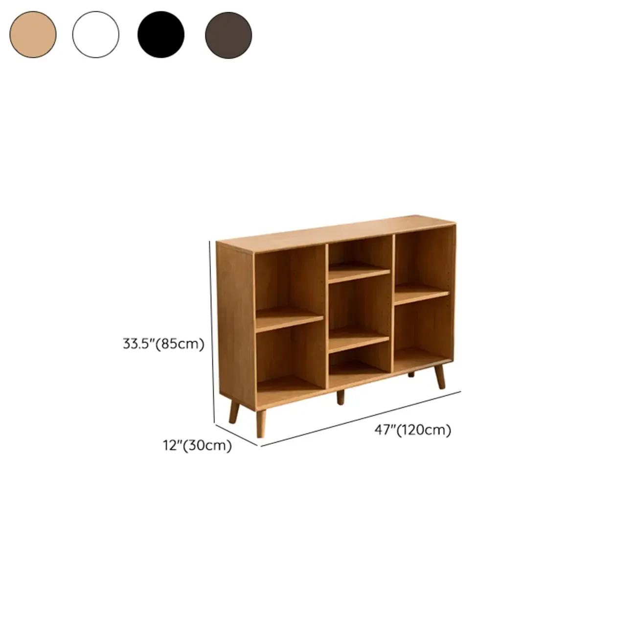 Modern Black Rubberwood Open Rectangle Bookcase