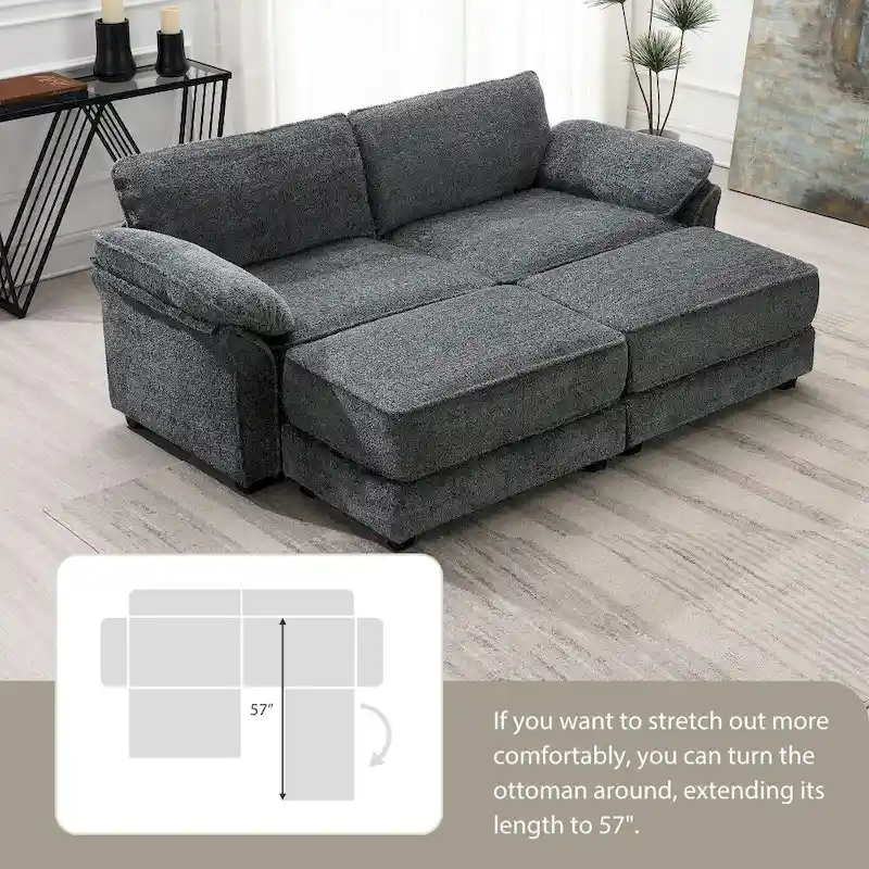 Combination Modular Convertible Sectional Sofa with Ottoman
