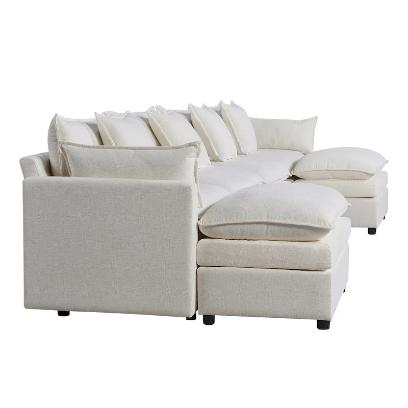 White 142.52 U-Shaped 6-Seater Sectional Sofa