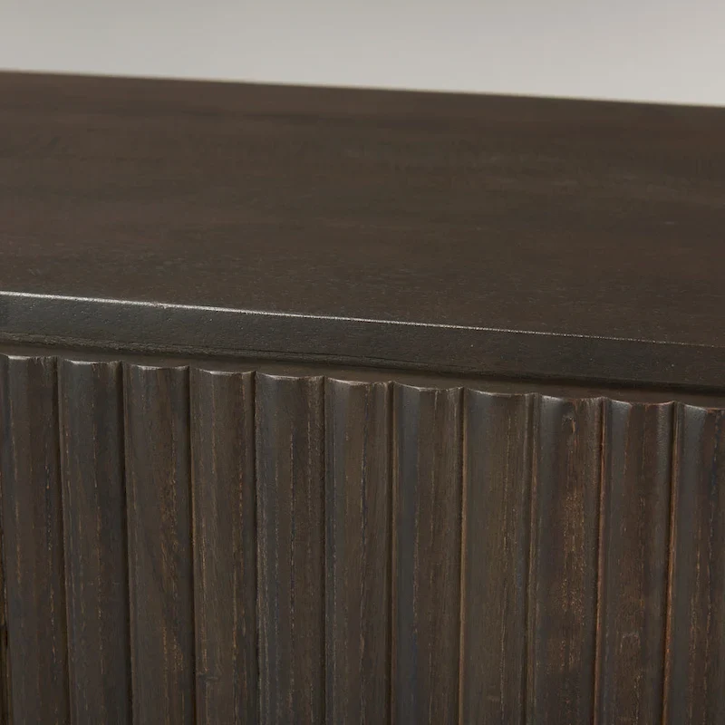 Dark Brown Solid Wood Fluted Sideboard - 72.0L x 18.5W x 32.0H