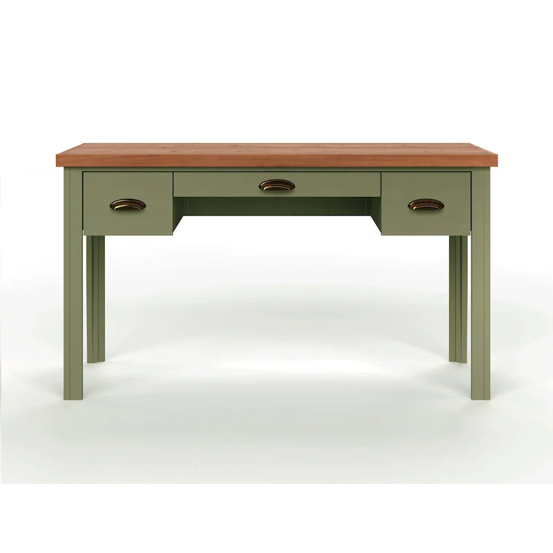 Two-Tone Writing Desk with Bronze Hardware - 53 Inch