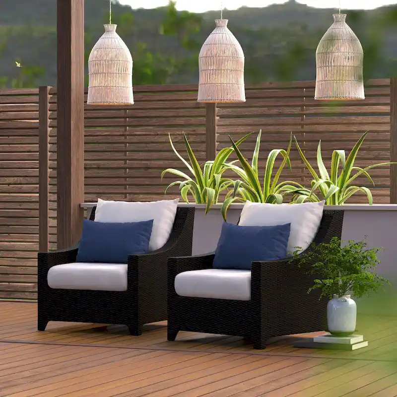 Deco 2 Piece Sunbrella Outdoor Patio Club Chairs - 30W x 33D x 32H