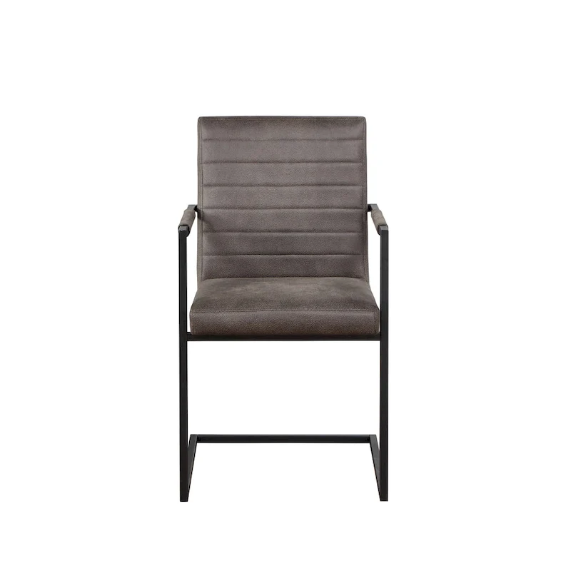 Brown Upholstered Dining Chairs with Sled Base - Set of 2