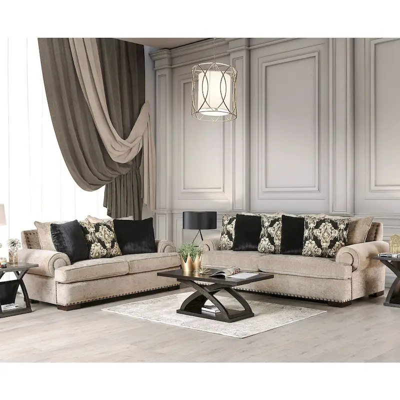 Jula Traditional Linen 2-piece Sofa Set