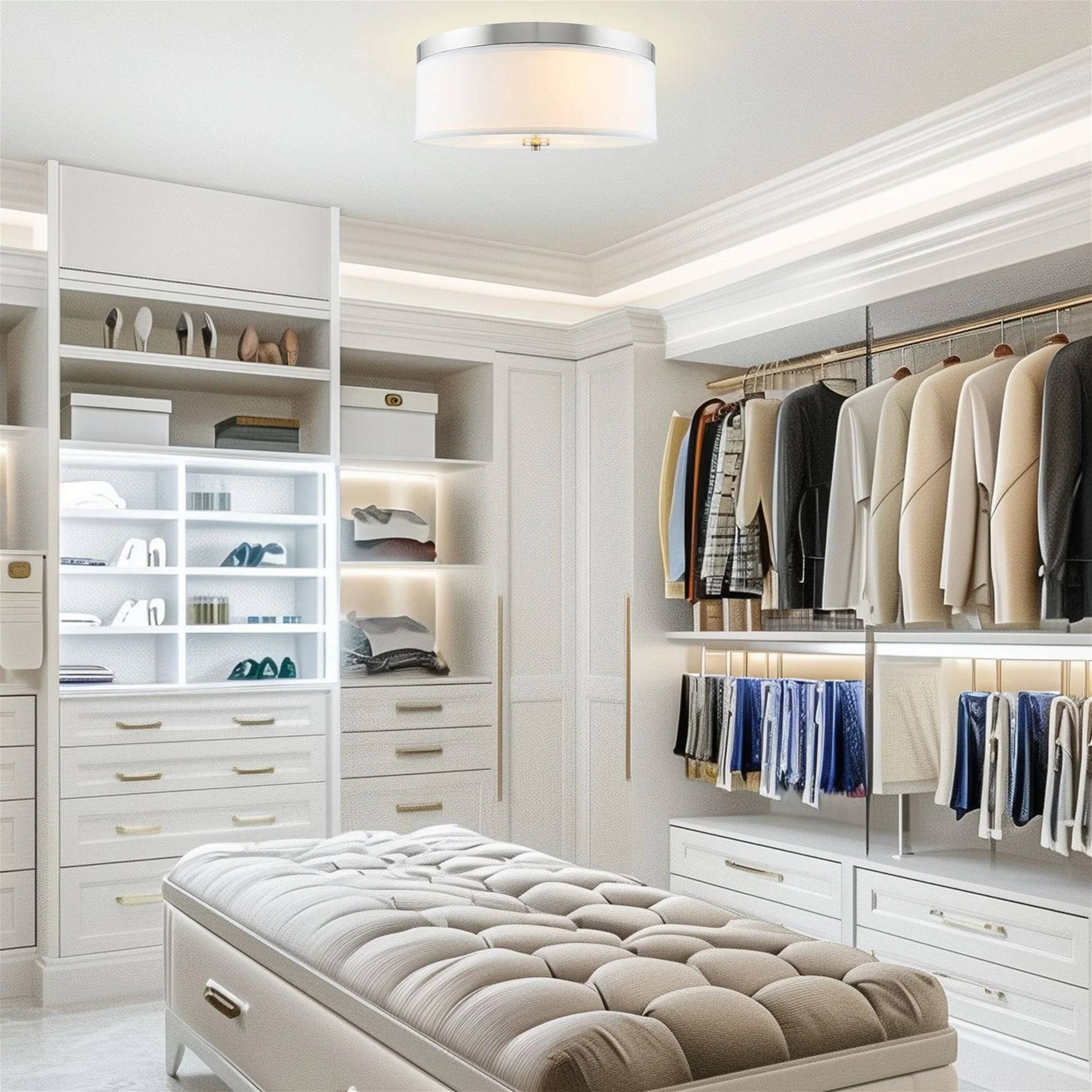 Walker 20 Large Mid-Century Modern 3-Light Flush Mount Ceiling Light