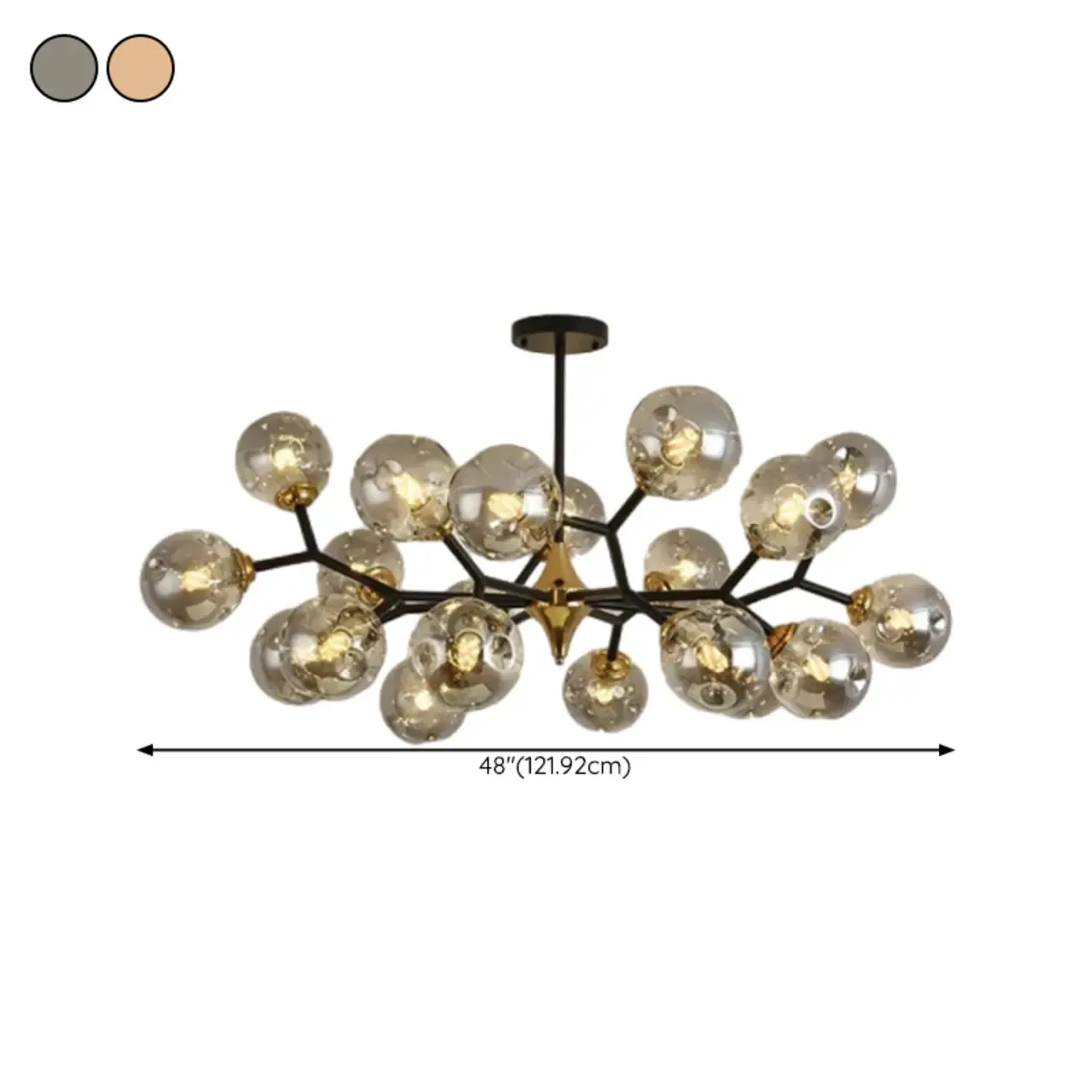 Modern Black Gold Glass Sputnik Chandelier