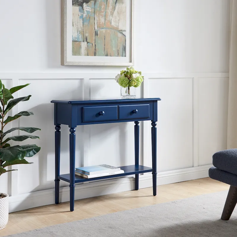 Black/Brown/Multi Narrow Hall Console Table with Drawer and Shelf