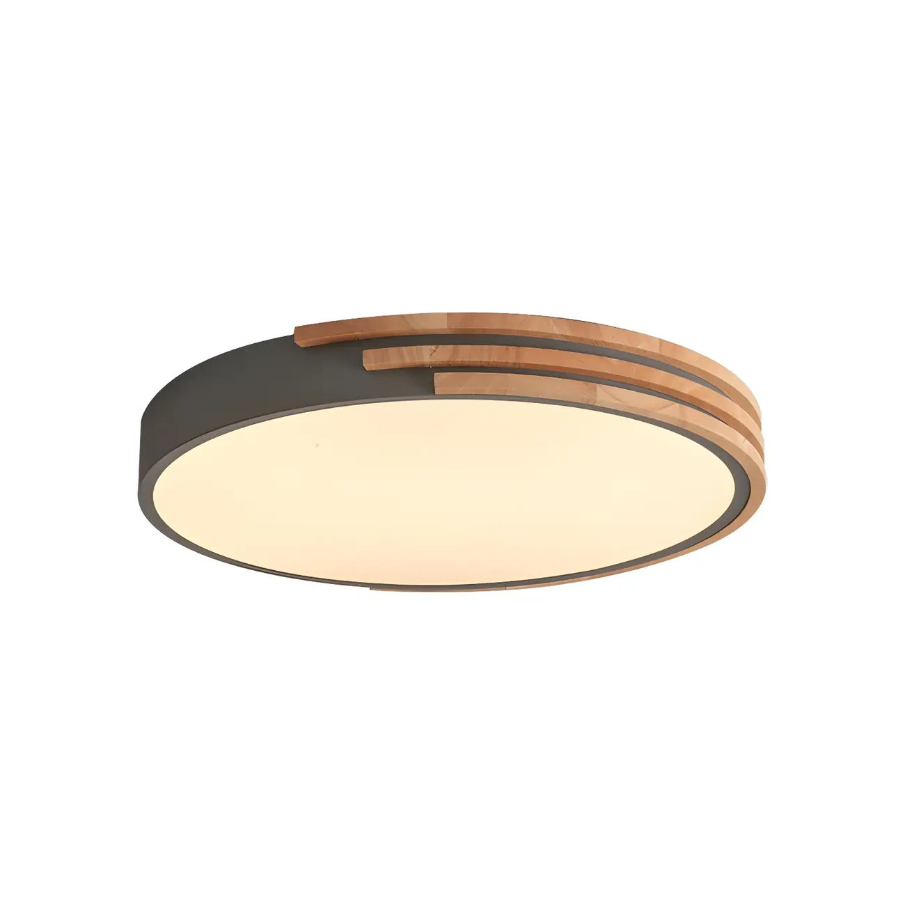 Modern Wood Round Flush Mount White LED Ceiling Light