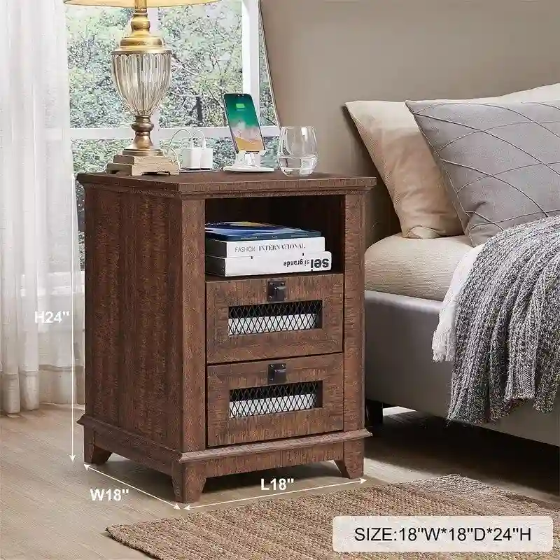 End Table with 2 Drawers - 18 D x 18 W x 24 H