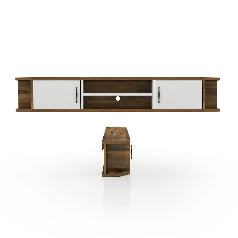 Mid-Century Modern 71-inch 4-Shelf Floating TV Console