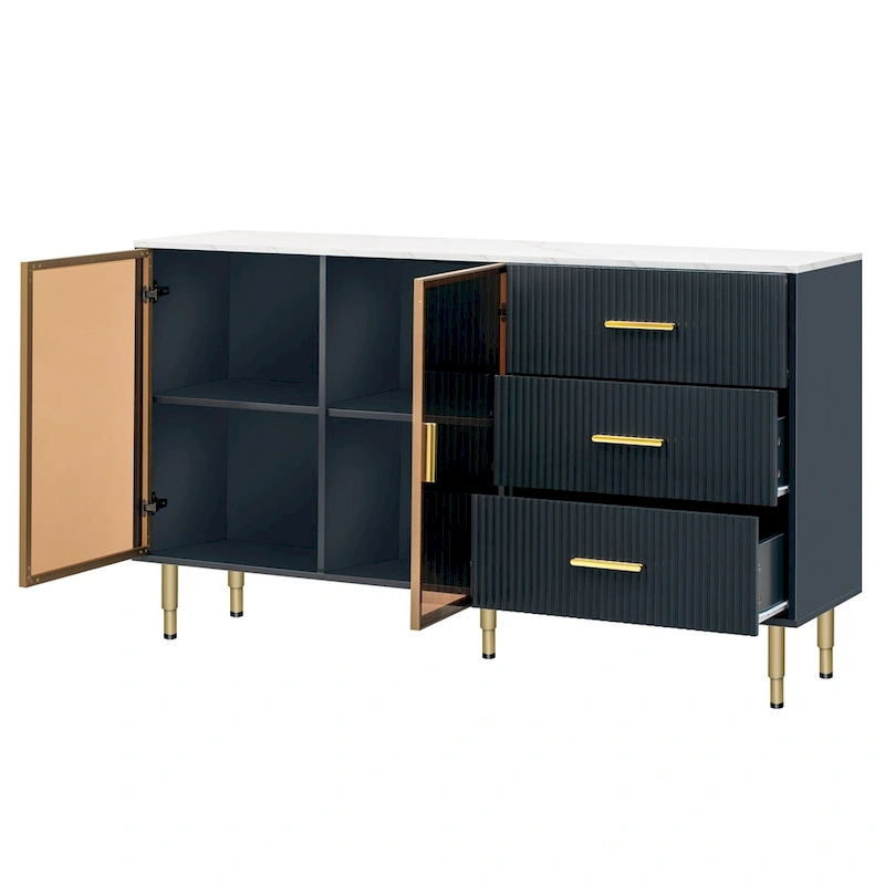 Modern Sideboard Buffet Cabinet with Gold Metal Legs