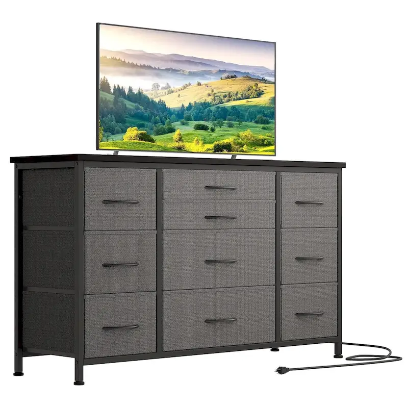 Bedroom Dresser with 10 Large Drawers for 55 Long TV Stand - 55 inches