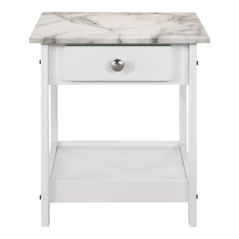 DH BASIC Transitional Rubberwood 3-Piece Open-Shelf Coffee Table and End Table Set with Drawer by Denhour