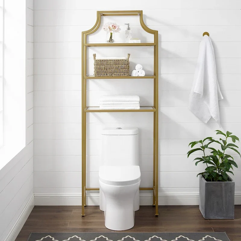 Over-Toilet Storage Rack with Tempered Glass Shelves