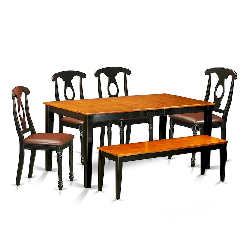 East West Furniture Dining Set Contains a Rectangle Table and Dining Chairs with a Bench (Chair Seat Type Options)
