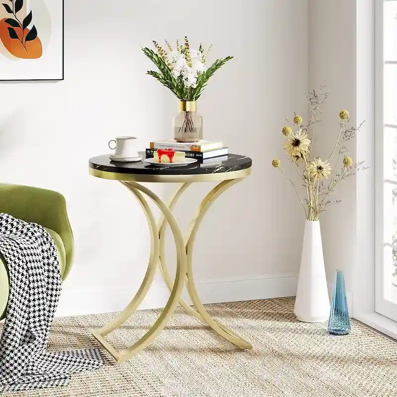 Side Table Small C End Table Modern Round Coffee Table