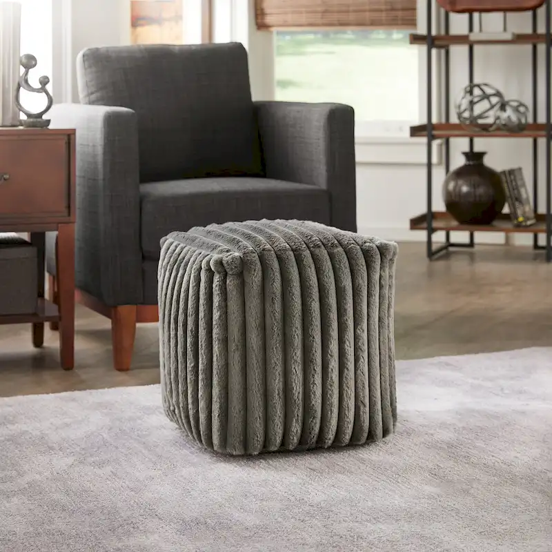 Upholstered Square Pouf Ottoman
