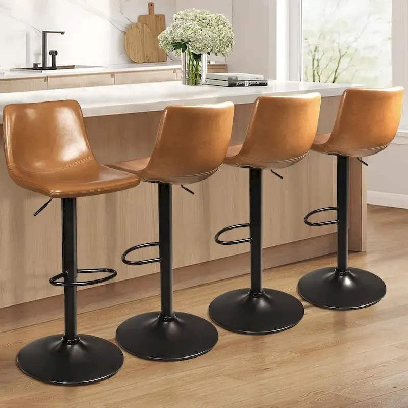 Bossin Bar Stools Set of 2 Height Adjustable,Swivel Counter Height Bar Stools with Back