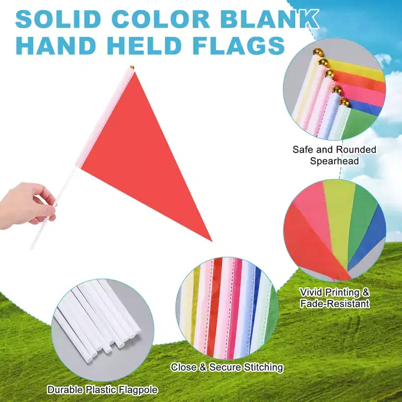 Unique Bargains Mini Sublimation Durable Polyester Hand Held Plain Flags