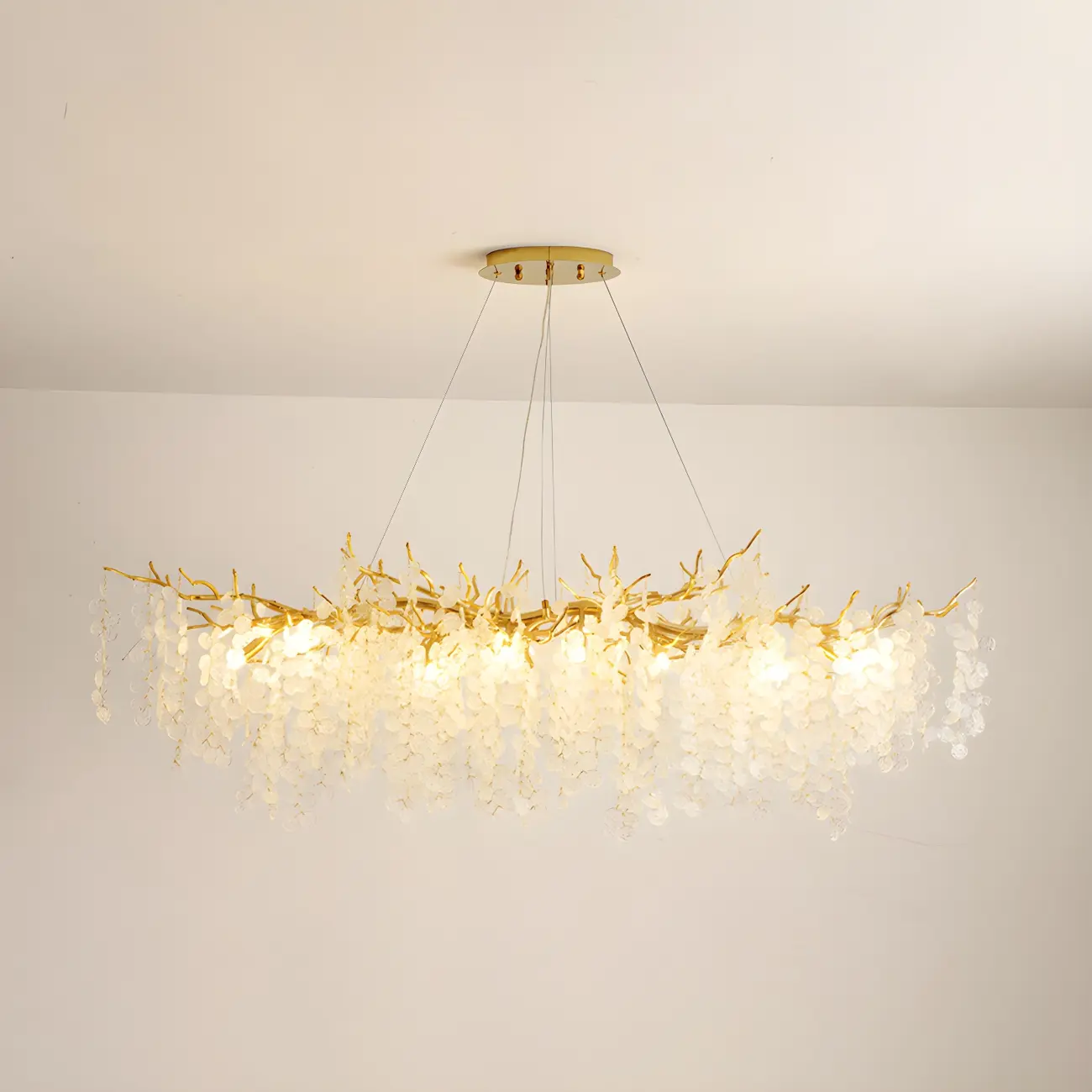 Contemporary Gold Crystal Chandelier for Dining Area