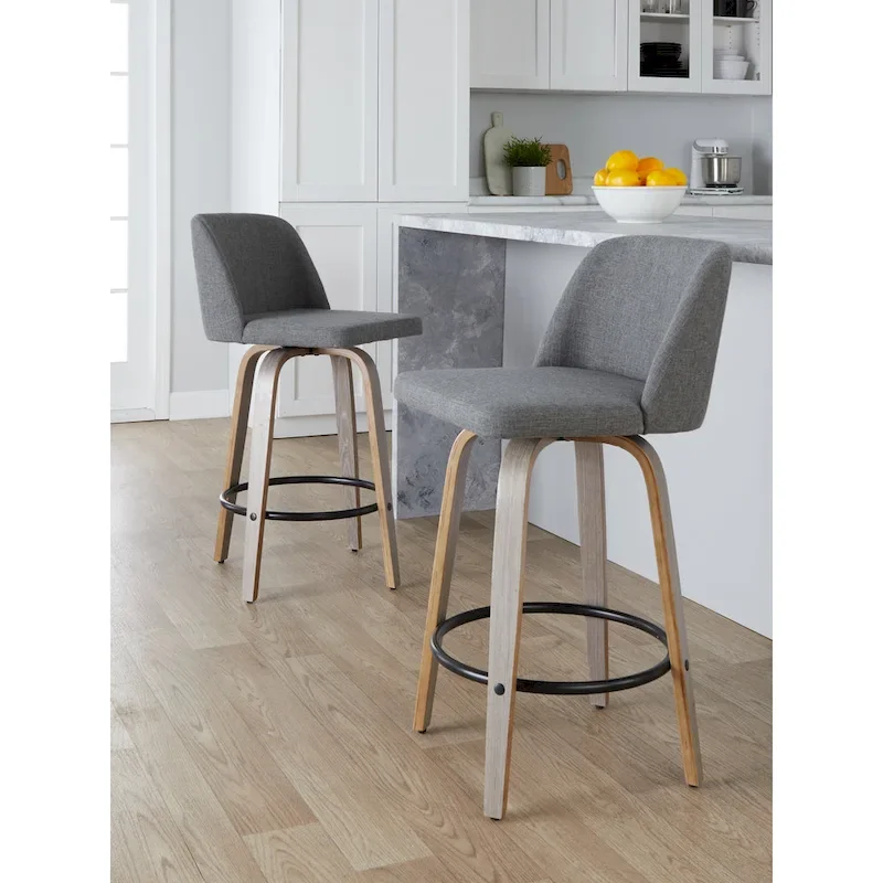 Carson Carrington Vallberga 26 Fixed-Height Counter Stool With Whitewashed Wood Base (Set of 2)